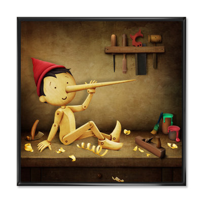 " Pinocchio With Long Nose And Red Hat " Painting Print