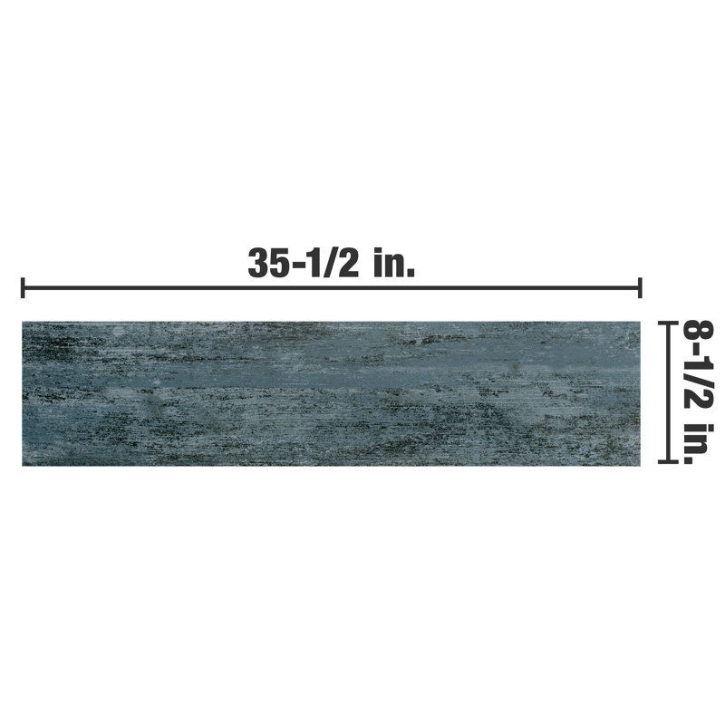 Cassis 8.5" x 35.5" Porcelain Wood Look Wall & Floor Tile, Black