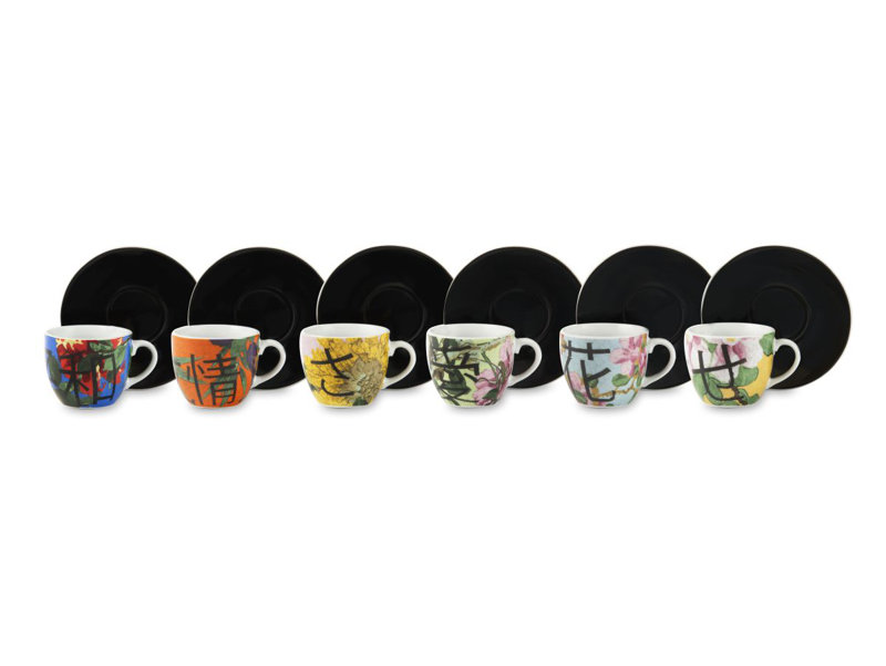 Excelsa set of 6 espresso cups with saucers Furisode porcelain 8x5x6 cm