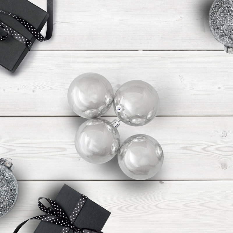 Ornement boule de Noël brillant incassable, Argent