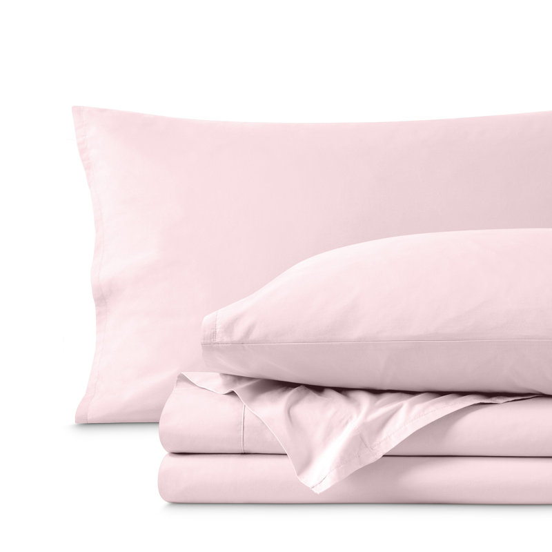 100% Cotton Percale Sheet Set, Dusty Pink, Full / Double Sheet Set with 2 Pillowcases