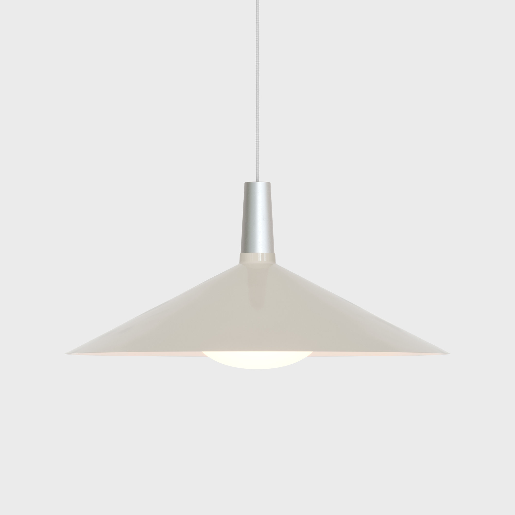 Large Bower Pendant Light In Anodised Aluminium, White