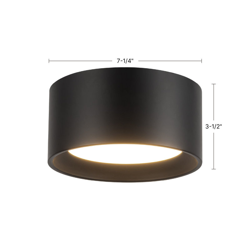 Uma 7-in Black dimmable LED Semi-Flush Mount, Height 3.5 in, White