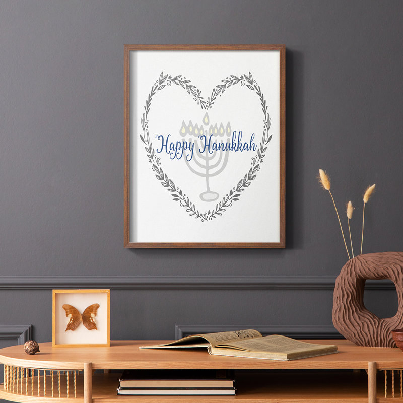 Hanukkah Heart, reproduction encadrée - bois massif, Brun, H 28 po x l 22 po