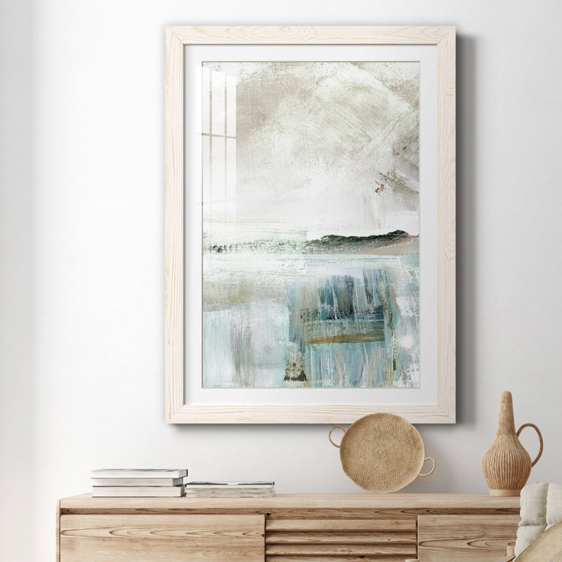Summer Teal II - peinture encadrée, H 44 po x l 31 po x P 1 po, Cadre blanc