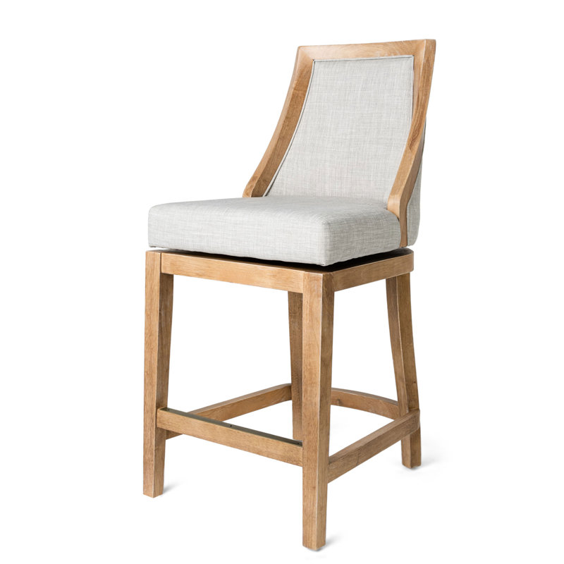 Vienna Weathered Oak Swivel Counter Stool with Sand Upholstery