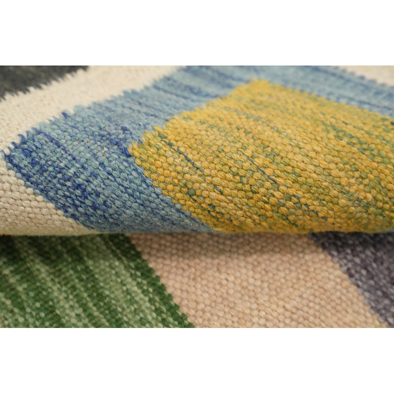 Tapis artistique Kilim 6 x 9 avec motifs géométriques uniques