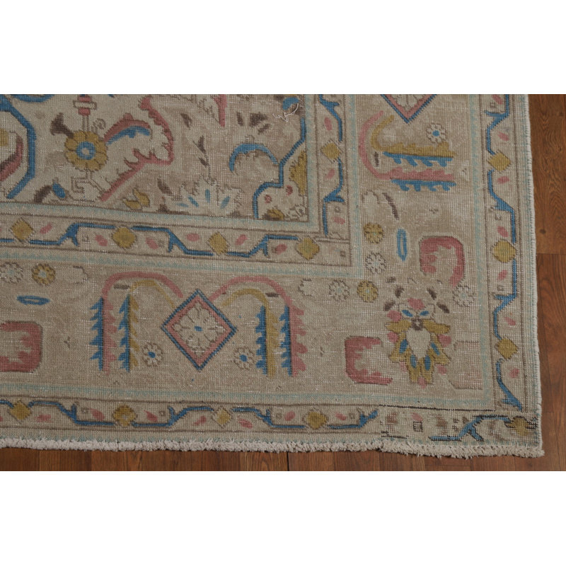 Tapis gris à motif géométrique traditionnel 10 x 13
