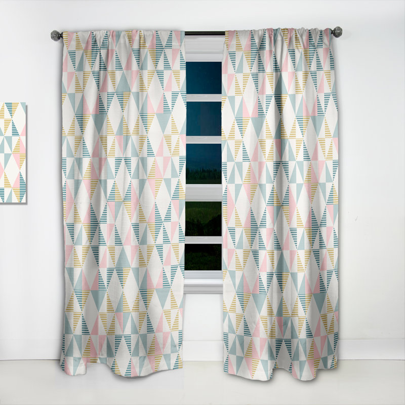 Panneau de rideau simple semi-diaphane avec passe-tringle Mid-Century Diamond II, l 52 po x L 95 po