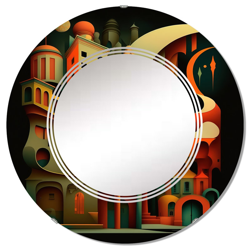 Ragonesti Geometric Graffiti IV - Miroir mural géométrique moderne, 32 po x 32 po