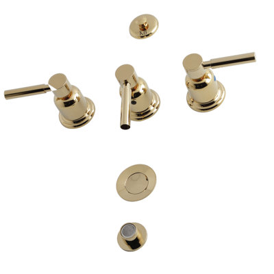 Kingston Brass Concord Three-Handle Vertical Spray Bidet Faucet with Brass Pop-Up