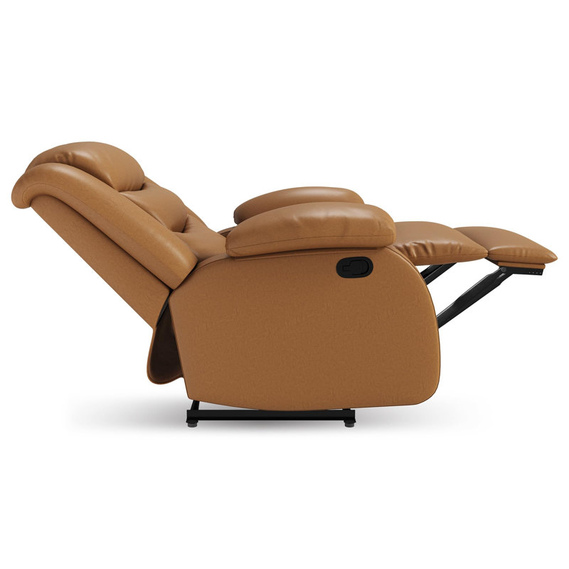 37'' Wide Manual Recliner Chair, Modern Fabric Reclining Sofa Chair With Armrest And Back, Roseto Brown Faux Leather