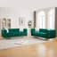 Compression Sofas Set, Green Velvet Wood Frame Modern Living Room
