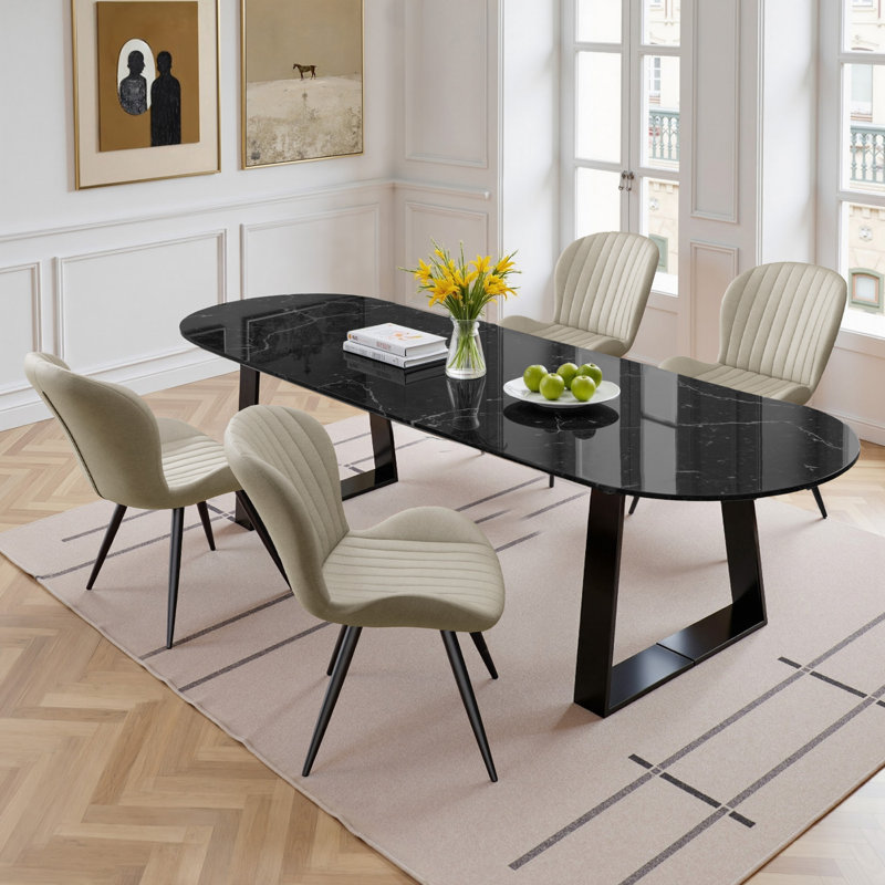 Upholstered Dining Chairs in Scandinavian Style, 4, Beige Faux Leather