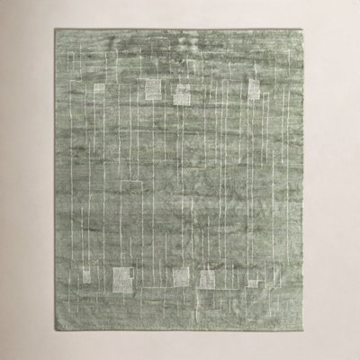 Monaco Green Hand-Knotted Abstract Rug