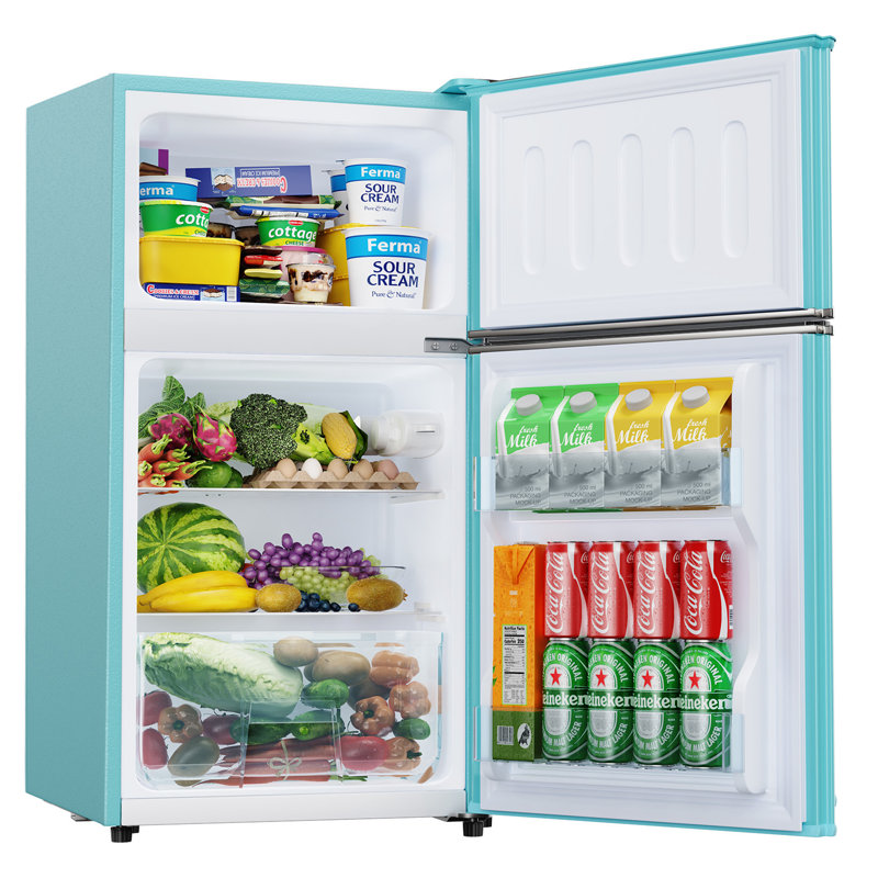 Bodare 3.2 Cubic Feet Freestanding Mini Fridge with Freezer, Sky Blue