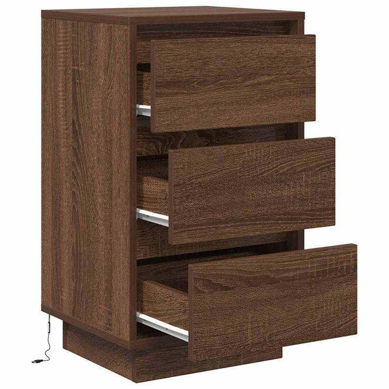 Davayah 38cm W Manufactured Wood Bedside Table, Brown Oak