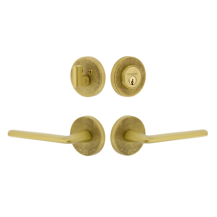 Viaggio Circolo Linen Texture Rosette Complete Entry Set with Brezza Lever
