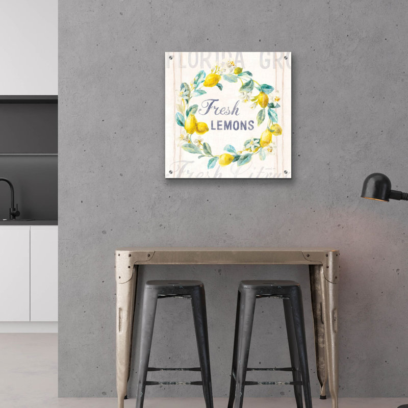 «Floursack Lemon 5 Bright» par Danhui Nai, art mural en verre acrylique, H 24 po x l 24 po x P 0,2 po