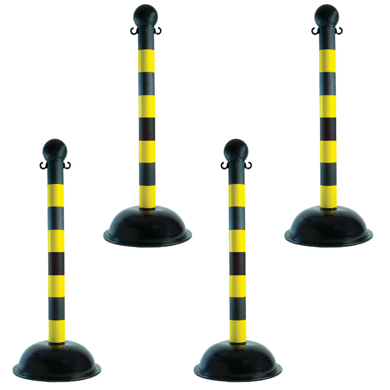 Mr. Chain 41'' H x 16'' W HDPE Stanchion System, Black/Yellow