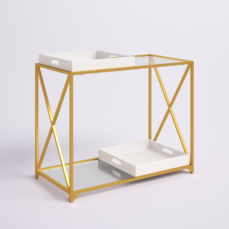 Console 34,5 po Carmelo, Blanc / Doré