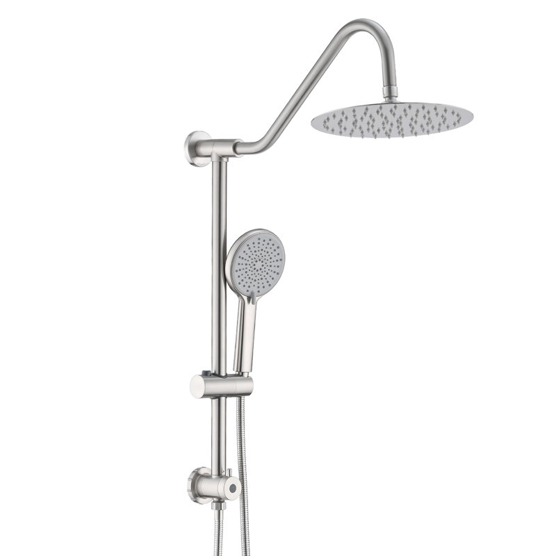 Ensemble de pomme de douche double avec pluie de 10 po et finition détendue facile à enlever en métal nickel brossé à atmosphère détendue