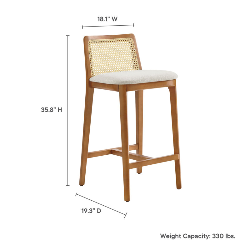Monarch Wood And Rattan Counter Stool, White/Brown