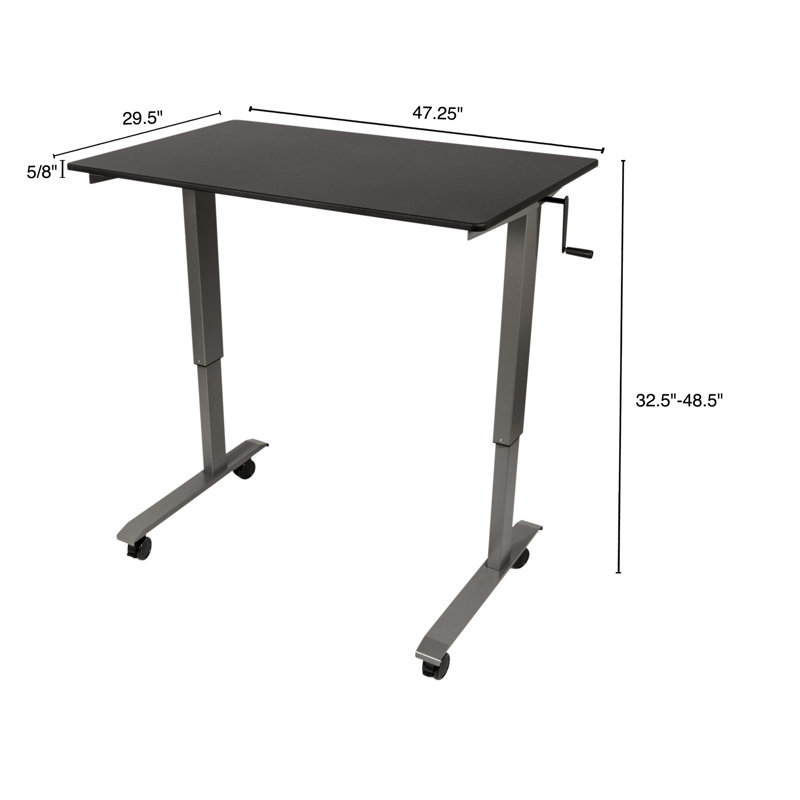 Fontclair Adjustable Metal Base Standing Desk, Black/Charcoal, 32.5" H x 47.25" W x 29.5" D