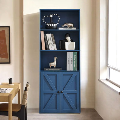 5-Tier Bookshelf With Door - Wooden Storage Bookcase, Display Cabinet For Home & Office by Gracie Oaks