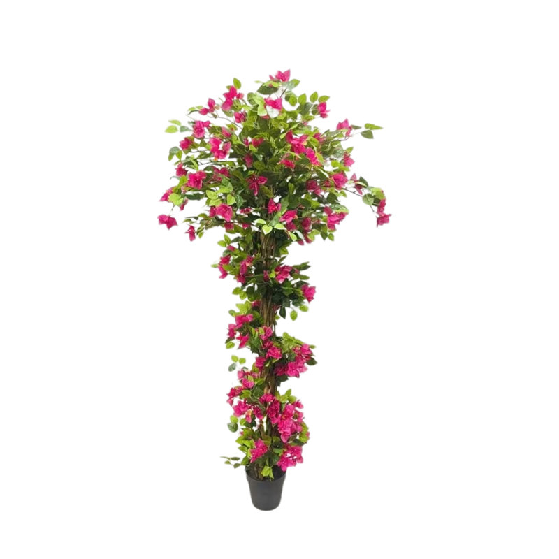 Bougainvilliers artificiels, faux arbre de bougainvillier avec pot en plastique noir, H 72,83 po x l 7,87 po x P 7,87 po