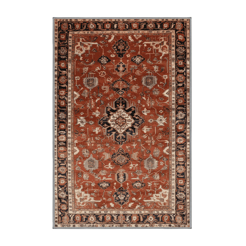 Machine Washable Persian Brown Area Rug, Rectangle 2' x 3'