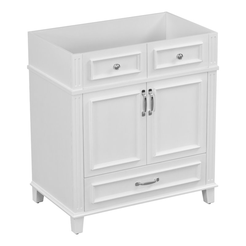 Base de meuble-lavabo simple 29,37 po seulement, Blanc, Argent