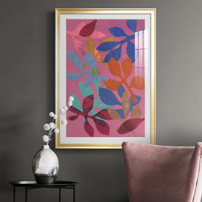 Vivid Stems I - peinture encadrée, Cadre doré, H 42,5 po x l 30,5 po x P 1 po