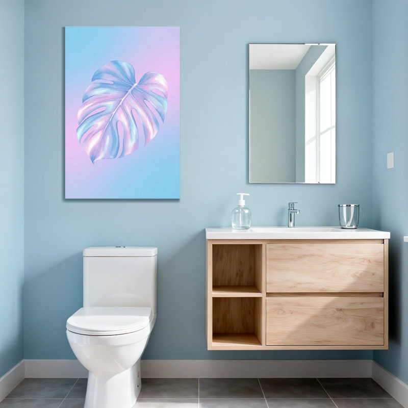 «Plants & Flowers Pastel Monstera Leaf Gradient», reproduction d'art, H 24 po x l 16 po