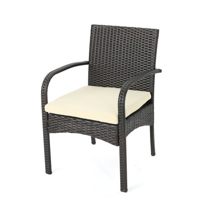 Brown + Beige Outdoor Dining Chair - Kd Pe , Water Cushion, - Resin Robust Iron & Aluminum Cushioned Seat, , And Frame