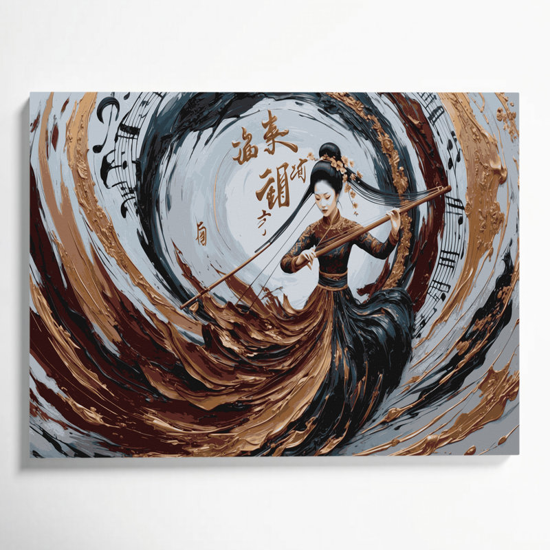«Music Erhu Grey», art mural sur toile, H 11 po x l 14 po