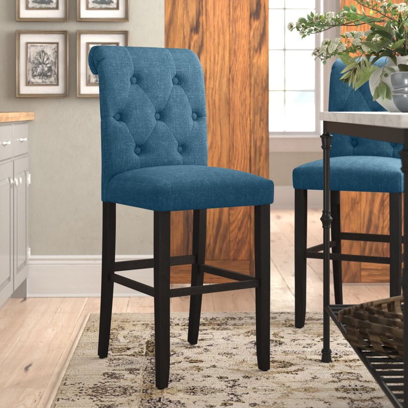 Tabouret de comptoir Caprisha, Bleu, Noir, Tabouret de bar (siège d'une hauteur de 29,7 po)