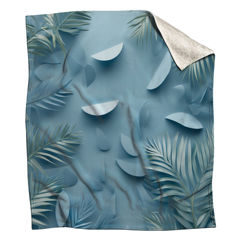 Couvertures feuilles de palmier bleu, 50in W x 60in H