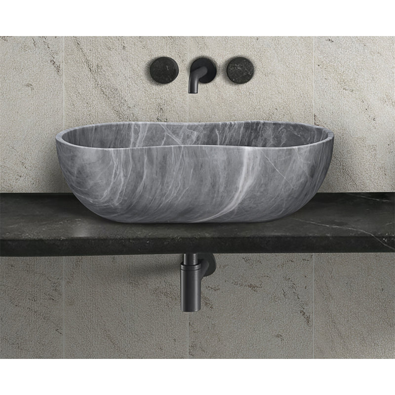 Carrara Gray Natural Marble Bathroom Vessel Sink, Gray
