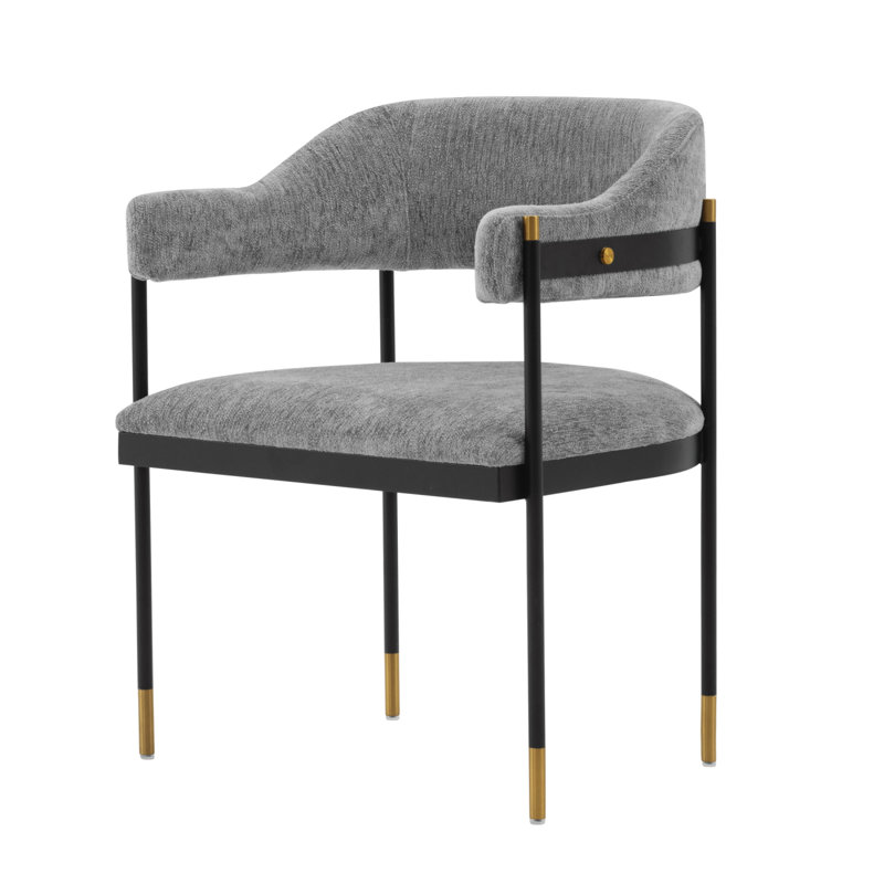 Fauteuil en chenille de métal gris Lia, Gris