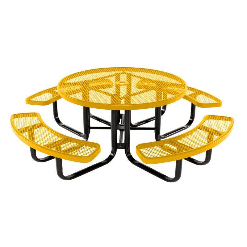 Table de pique-nique ronde de 117 cm (46 po), extensible, jaune, pour enfants, 46 In, Round Childrens, Expanded Metal, Jaune