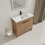 Meuble-lavabo autoportant avec lavabo en céramique blanche et 2 portes d'armoire à fermeture en douceur