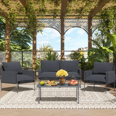 Cloud 4-Person Outdoor Seating Set – Thick Cushions & Removable Arm Pad