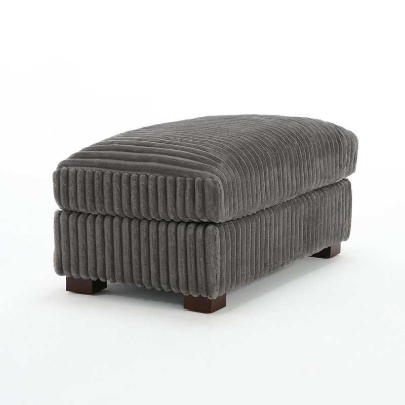 40.15cm Wide Rectangle Solid Colour Footstool Ottoman, Light Grey