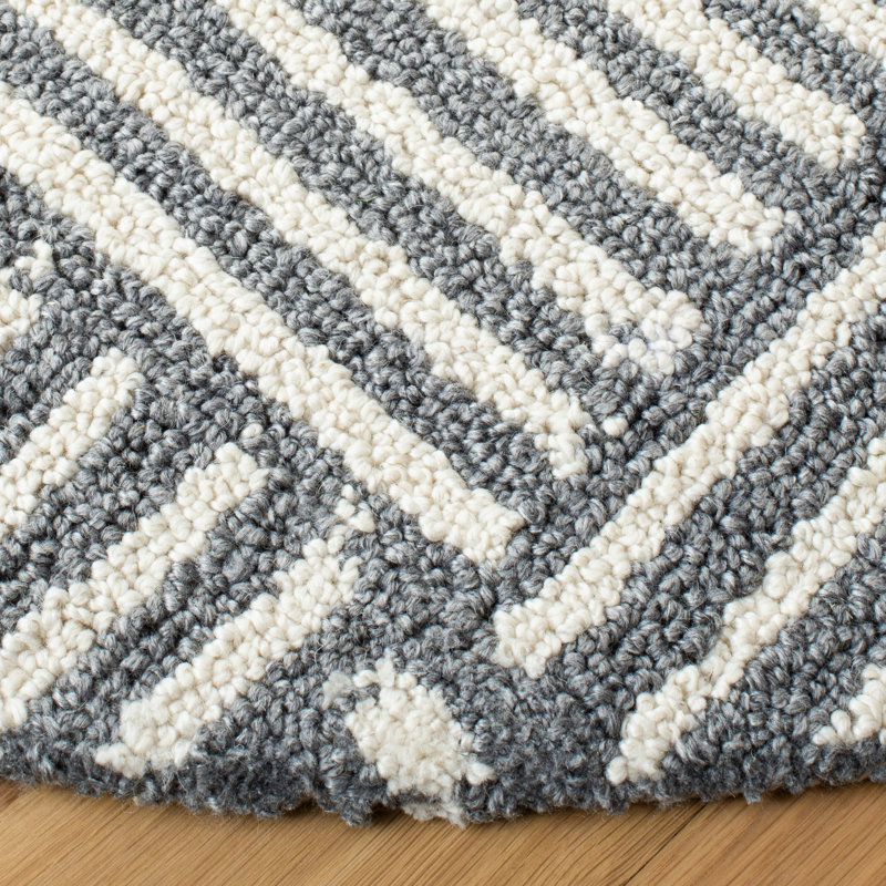 Stockton Hand Tufted Performance Striped Rug, Round 6'