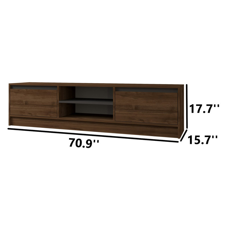 Stylish TV Stand, Walnut & Anthracite, 70.9 x 17.7 x 15.7 inches | 100% Melamine Coated Particle Board, Thickness: 0.7 inches | Durable Plastic Legs, Modern Design for Living Room & Entertainment Spaces, Elegant & Functional Storage Solution