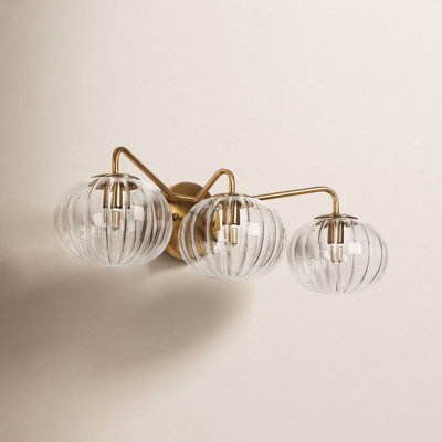 Ulah 3-Light Dimmable Metal Vanity Light with Glass Shades 