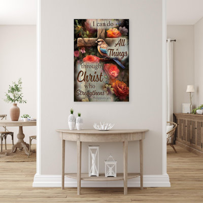 I Can Do All Things Through Christ - 1 Piece Recta " I Can Do All Things Through Christ - 1 Piece Rectangle Graphic Art Print On Wrapped Canvas "