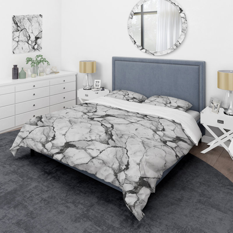 Ensemble de housse de couette Grey Marble II - Marble, Housse de couette très grand + 2 taies décorativ