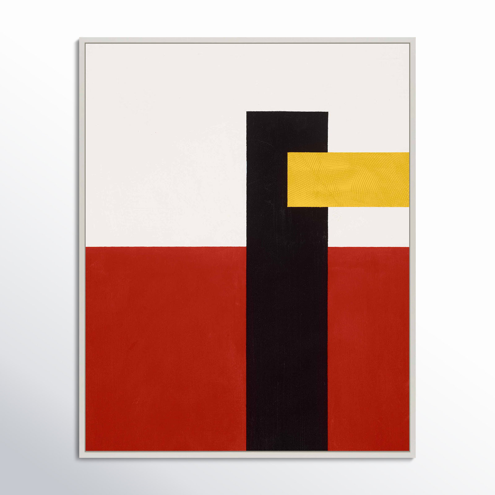 Composition With Yellow 4 by Robert Kamnatnik, 20" H x 16" W x 1.25" D, White Framed Paper